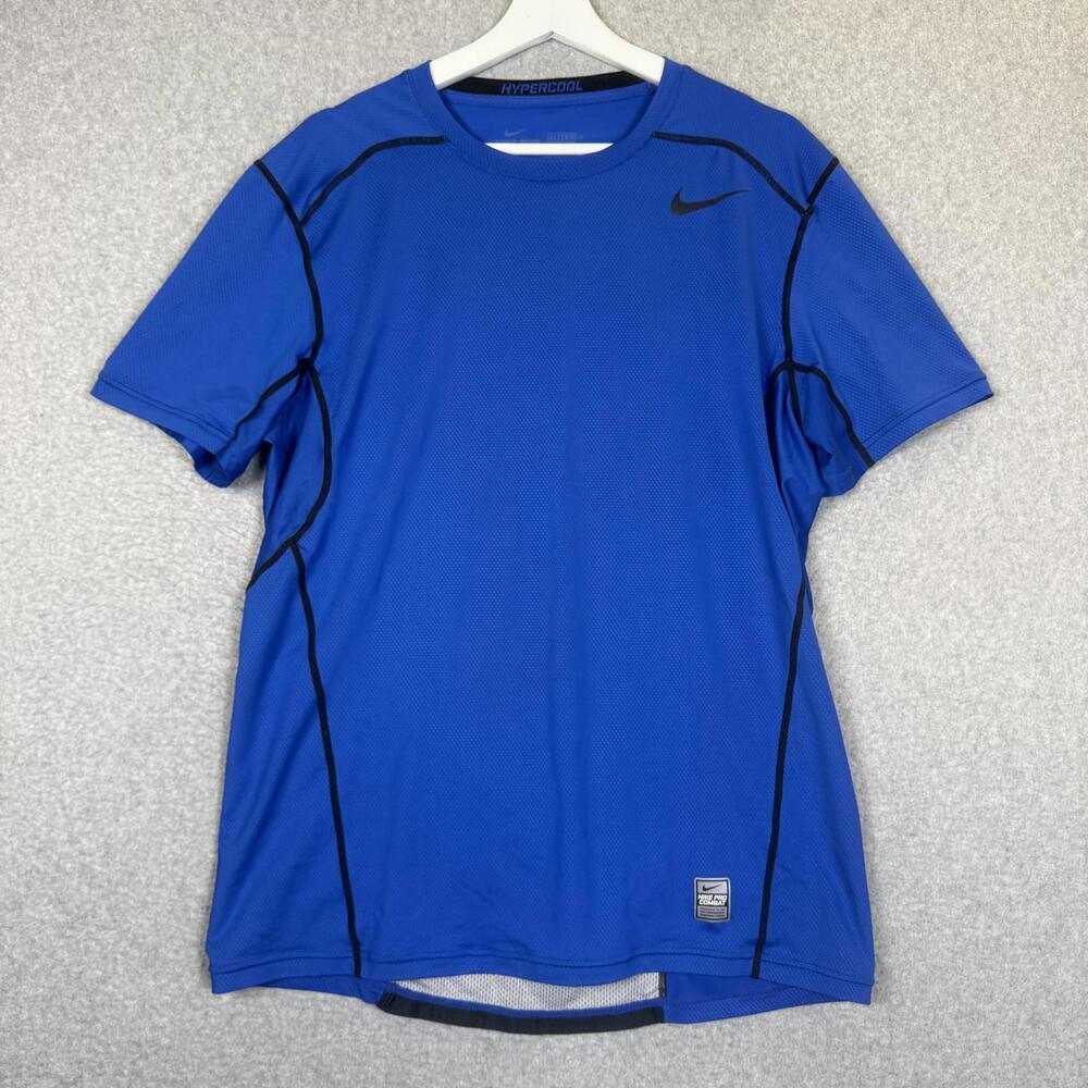 Nike Pro Combat Men's Size Large Fitted Short Sleeve Blue MMA Fighting Shirt